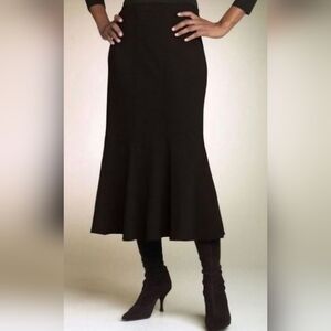 Eileen Fisher Godet Black Wool Blend Skirt Size PP Fall Flared Gift Work Party